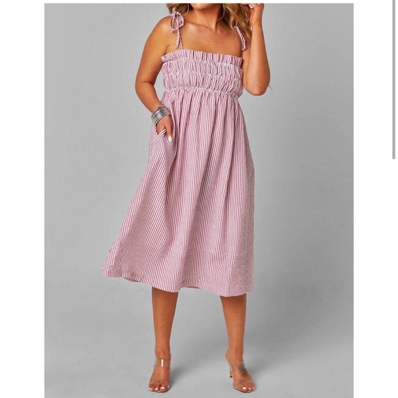 Buddy Love Dresses & Skirts - Buddy Love Red and White Striped Midi Dress